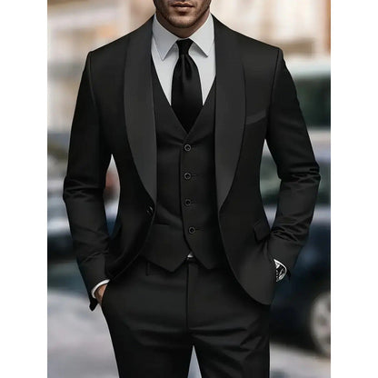 Herren Anzug Set Slim Fit Sakko Weste Modern