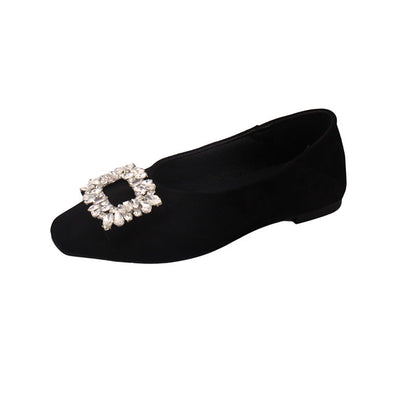 Damen Ballerinas Strass Schuhe Elegant Samt