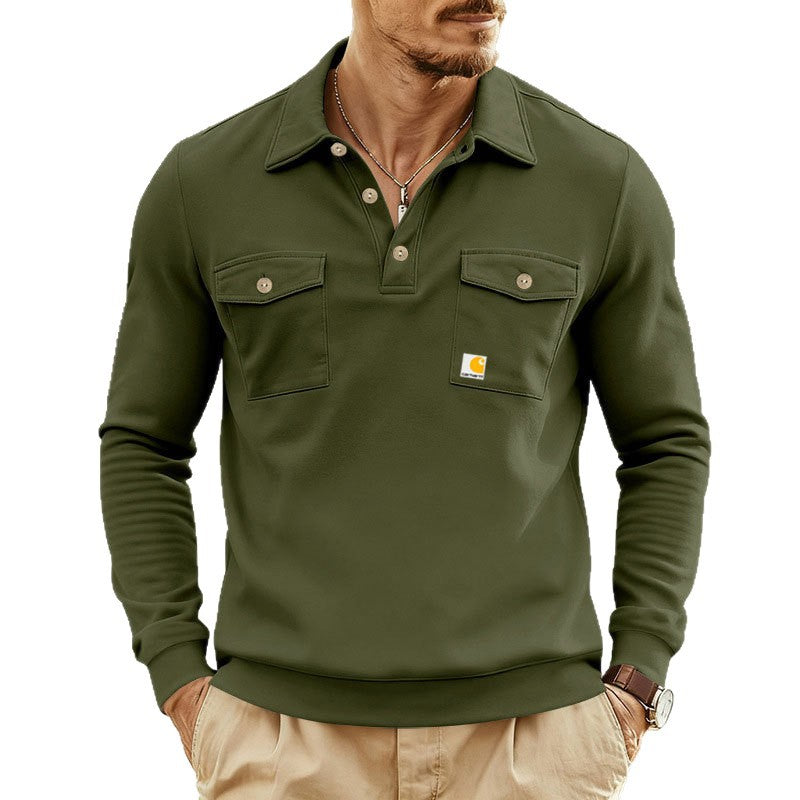 Herren Poloshirt Lässig Klassisch mit Brusttasche