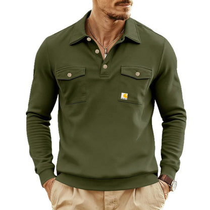 Herren Poloshirt Lässig Klassisch mit Brusttasche
