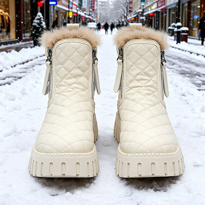 Damen Winterstiefel Flauschig Mit Reißverschluss