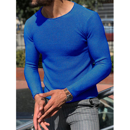 Herren Langarm T-Shirt Strukturiert Trendig Modern