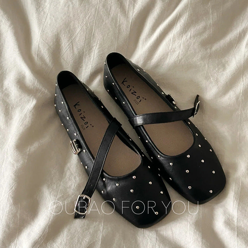 Damen Ballerinas mit Glitzerriemen und modischem Schnalle
