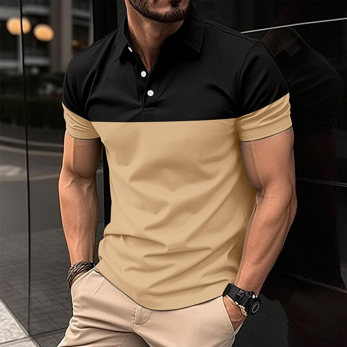 Herren Poloshirt Farbblock Design Modern Berlin Style - BerlinGlamour