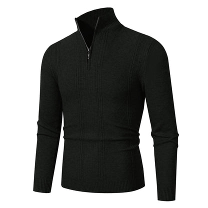 Herren Strickpullover Modern mit Zopfmuster Reißverschluss