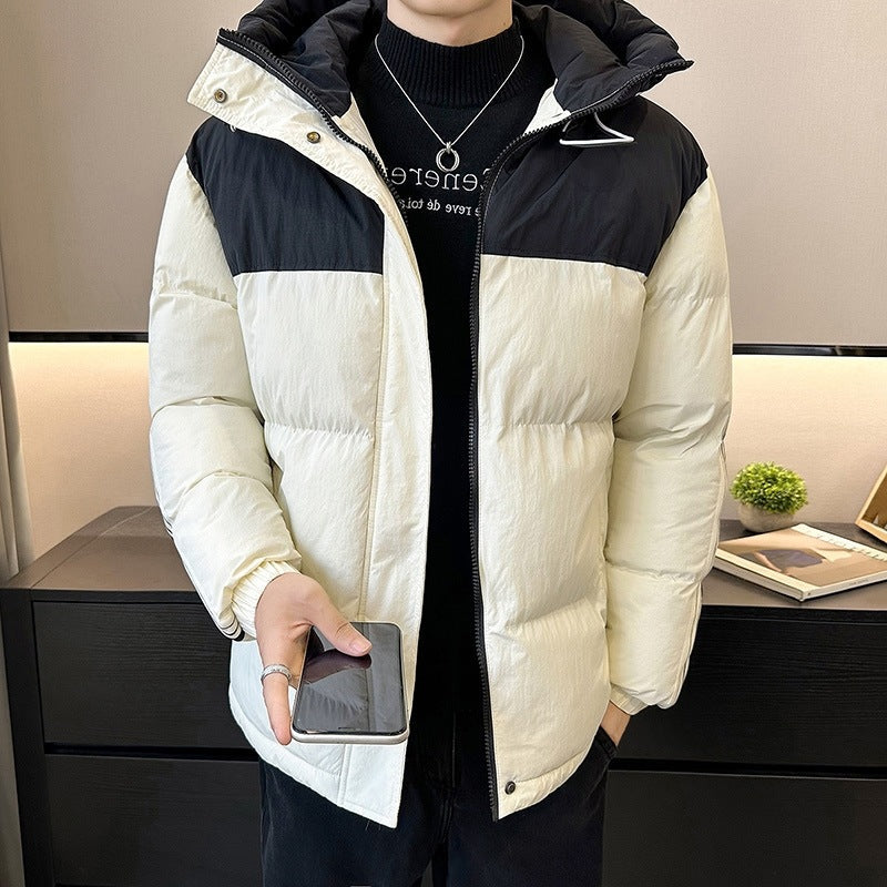 Herren Steppjacke Warm Verstellbare Kapuze Modern
