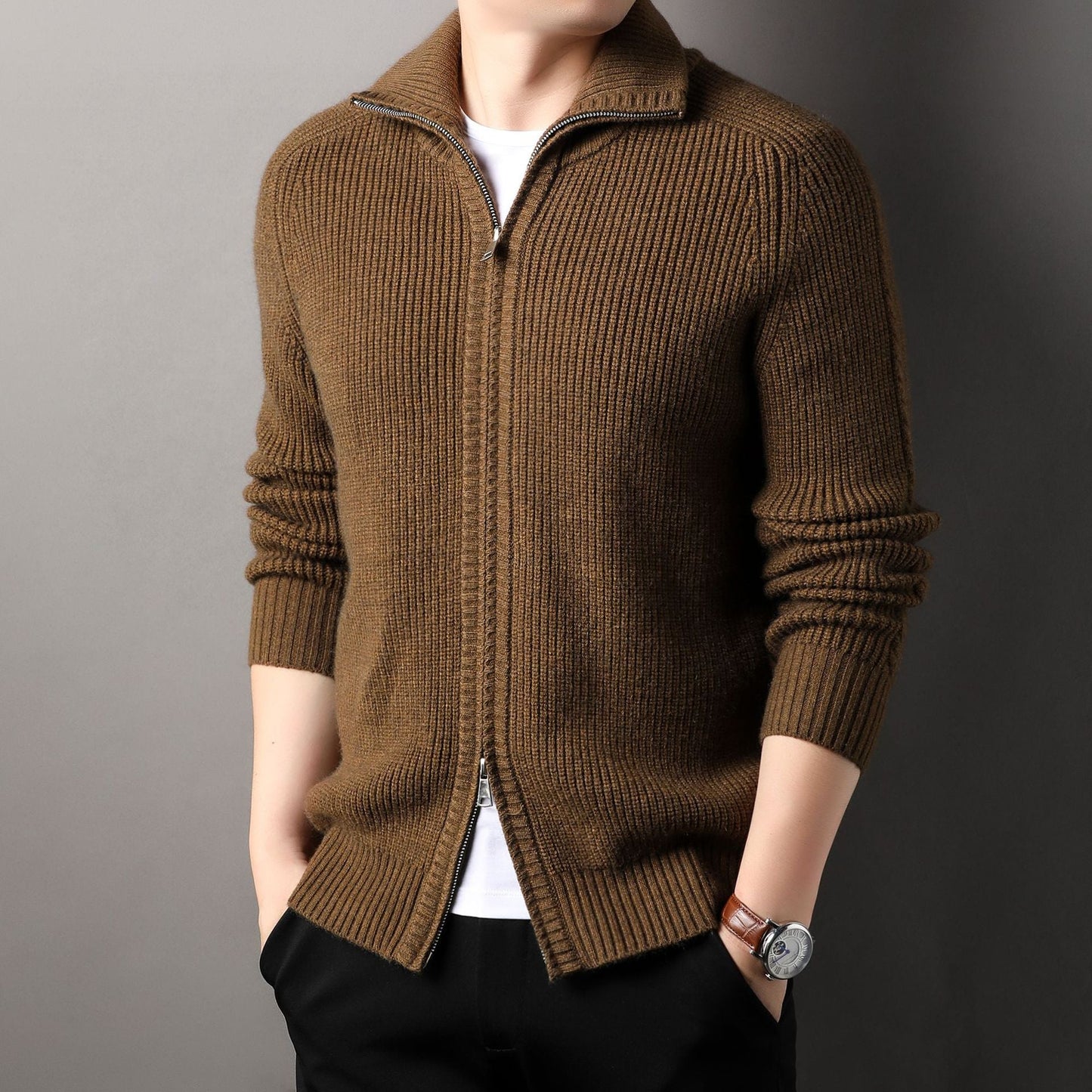 Herren Pullover Stehkragen Modern Wolle Qualität