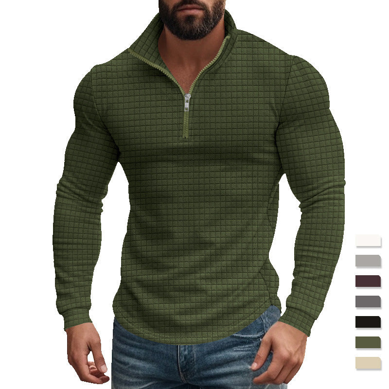 Herren Funktionsshirt Hochkragen Strukturiert Sportlich