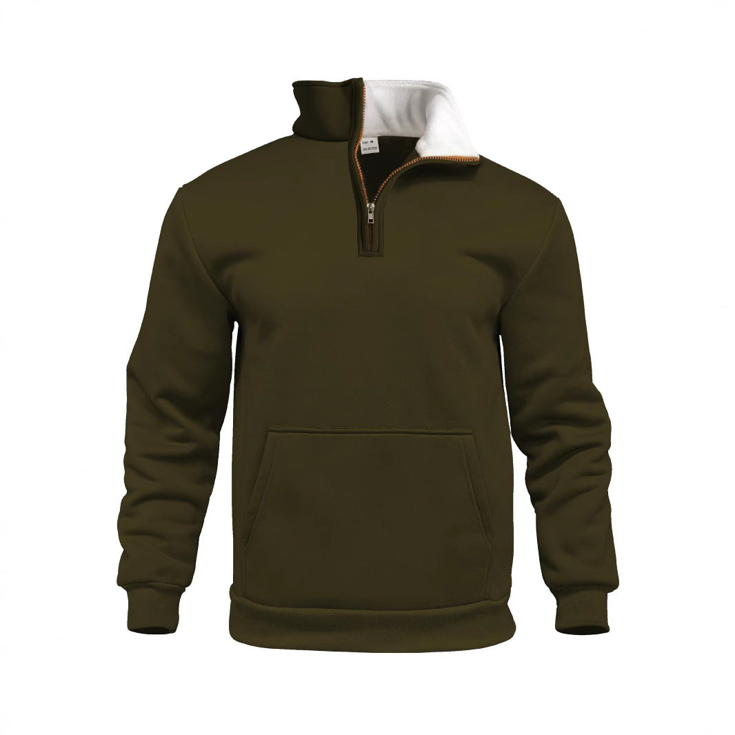Herren Fleece-Pullover Stehkragen Reißverschluss Warm Modern
