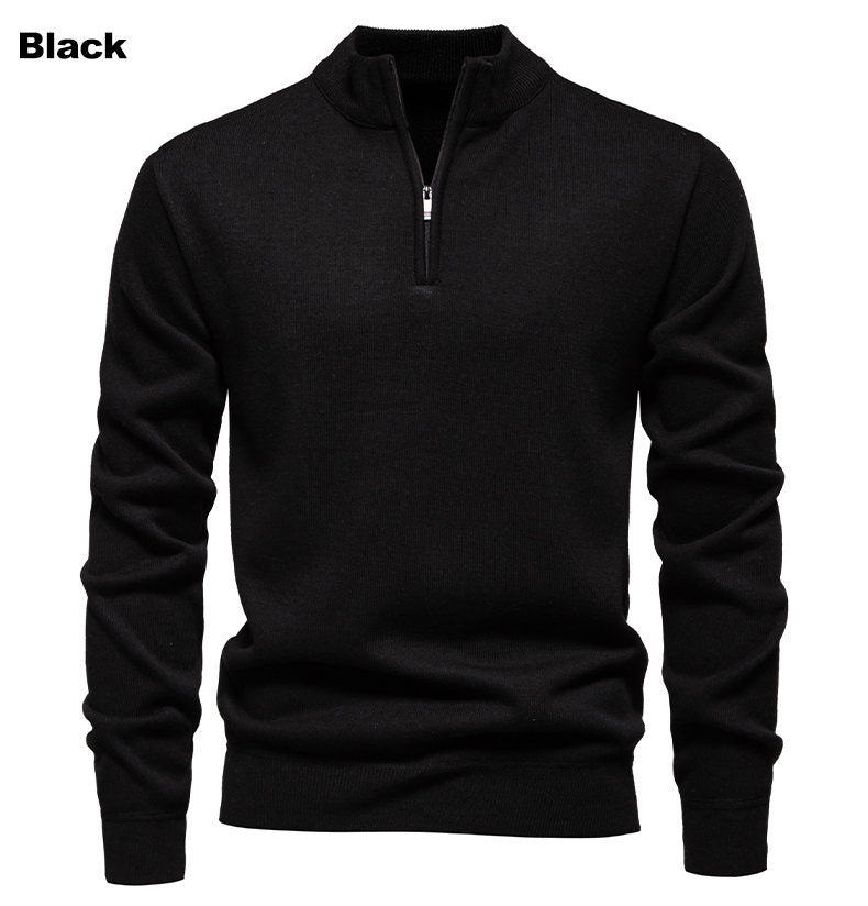 Herren Strickpullover Kurzarm mit Reißverschluss