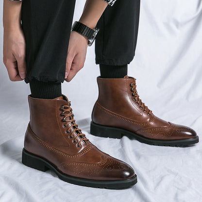 Damen Schnürstiefel Leder Elegante Hochgeschlossen Winterstiefel