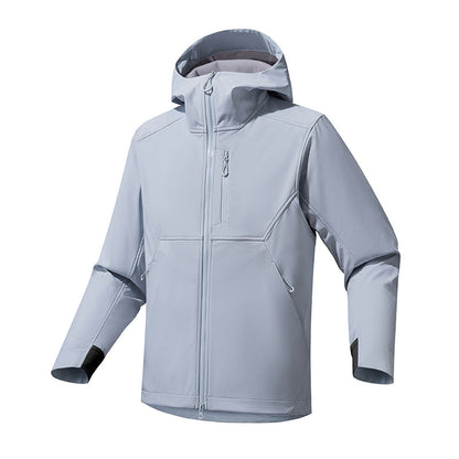 Herren Softshelljacke Wasserdicht Verstellbare Kapuze Schwarz
