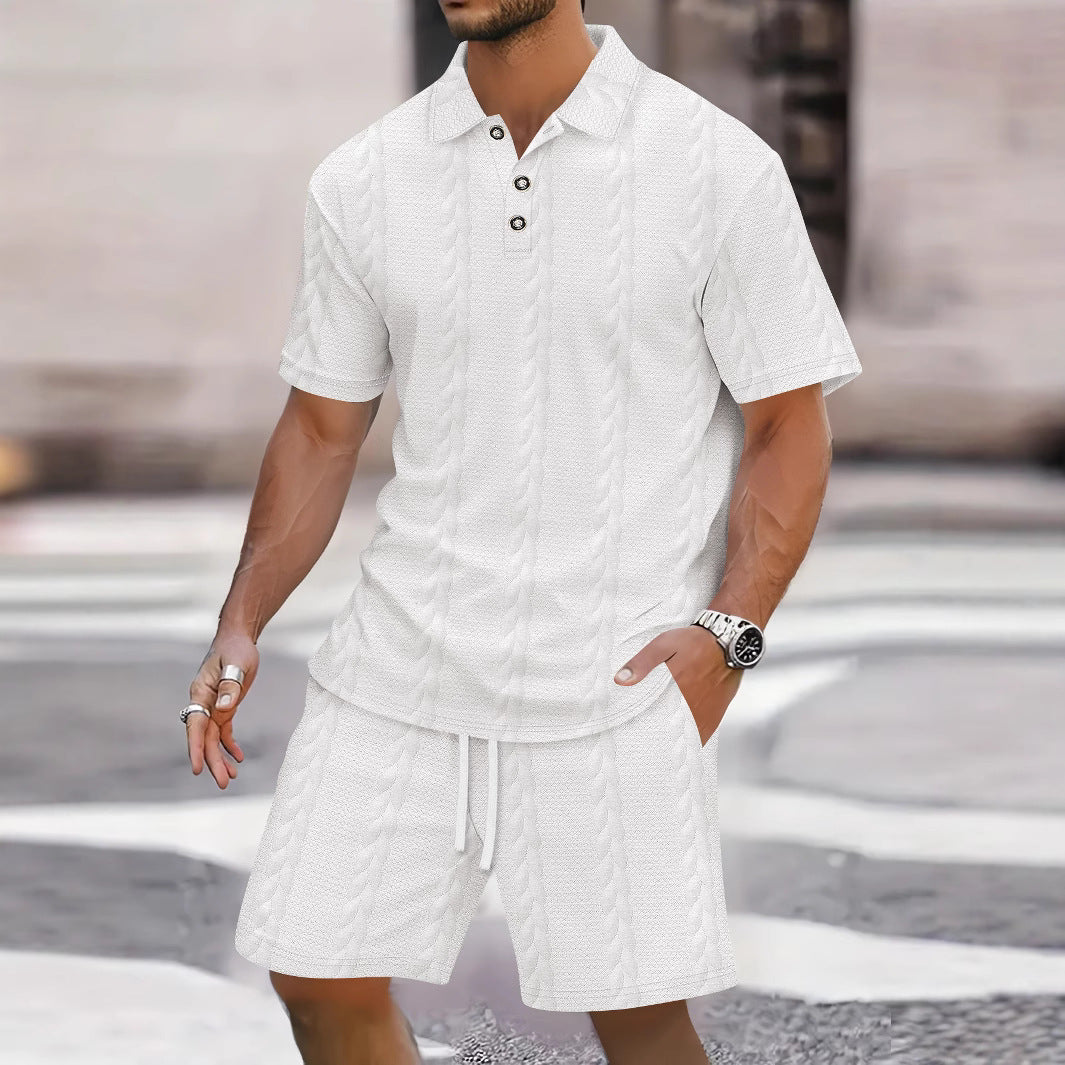 Herren Freizeit-Set Poloshirt mit Struktur und Shorts Sommer