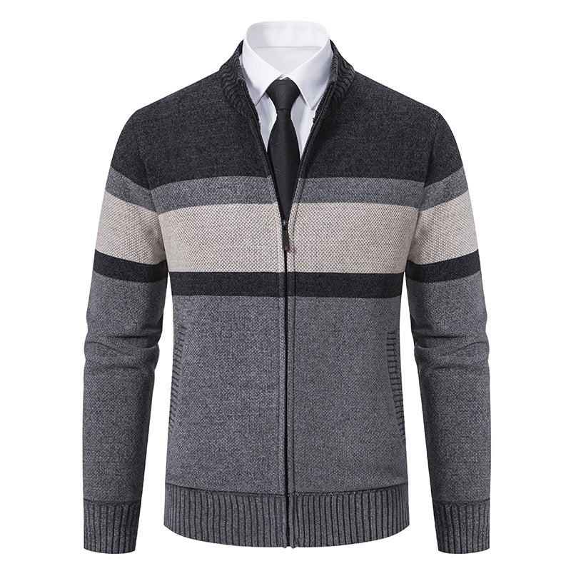 Herren Strickjacke Strukturiert Hochschließend Modern - BerlinGlamour