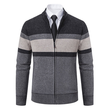 Herren Strickjacke Strukturiert Hochschließend Modern - BerlinGlamour