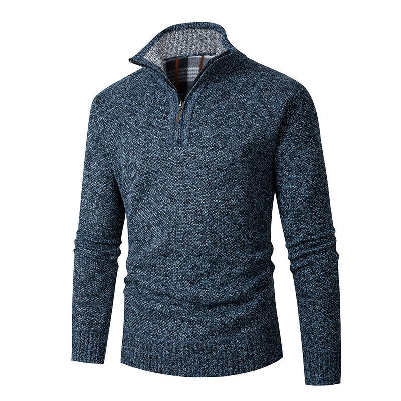 Herren Pullover Warm mit Hochkragen und Reißverschluss