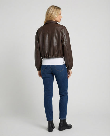 Damen Kurzjacke Kapuze Große Taschen Kordelzug