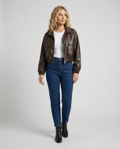 Damen Kurzjacke Kapuze Große Taschen Kordelzug