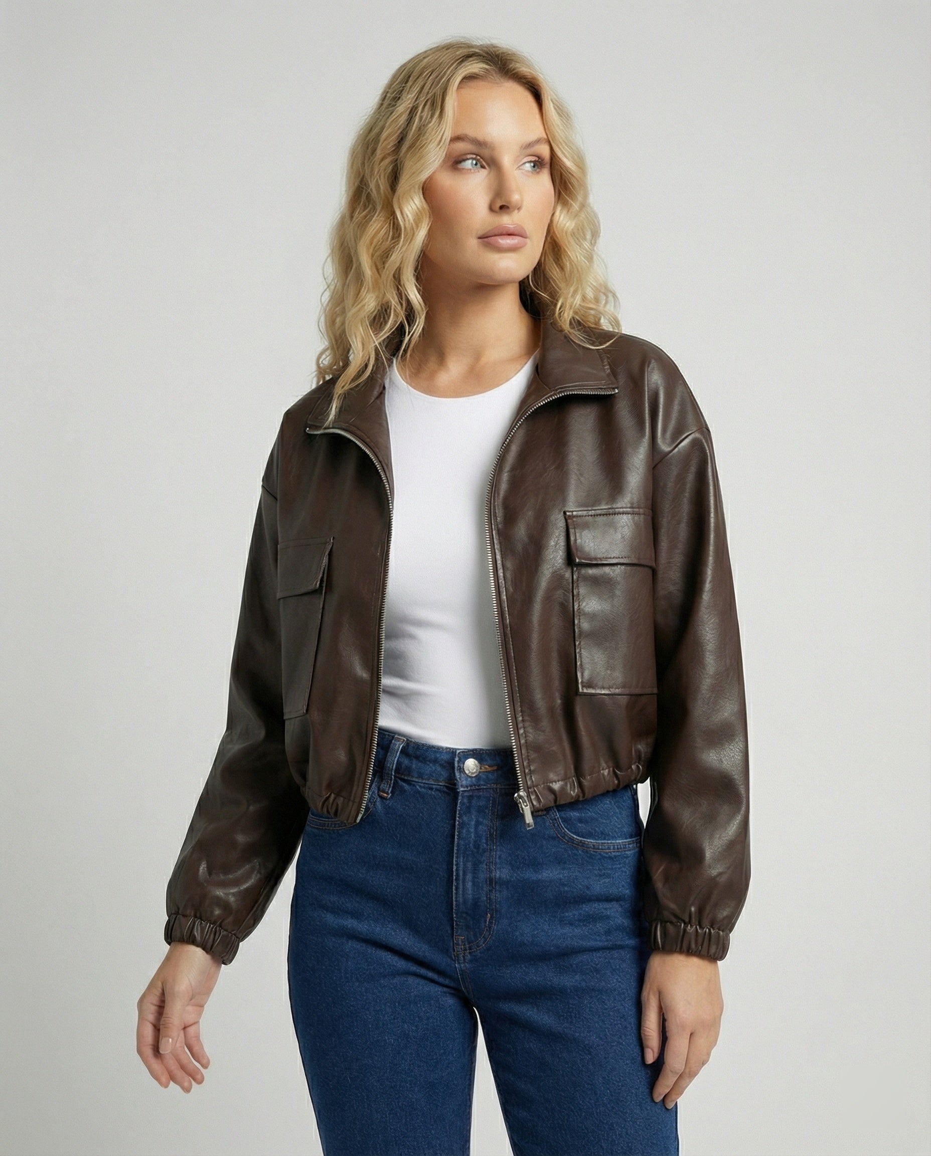 Damen Kurzjacke Kapuze Große Taschen Kordelzug - BerlinGlamour