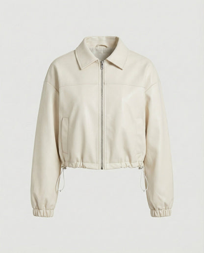 Damen Kurzjacke Kapuze Große Taschen Kordelzug