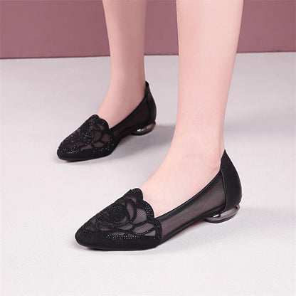 Damen Ballerinas mit Spitze Flach und Elegant