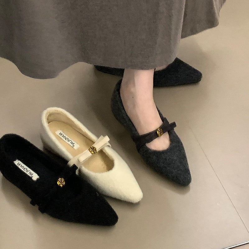 Damen Ballerinas Elegante Schleifen Detail Weich