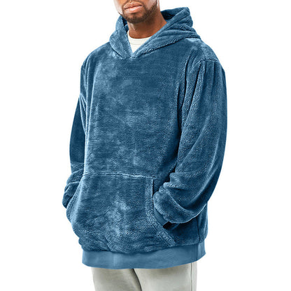Herren Hoodie Kuschelig mit Kängurutasche und hoher Kragen