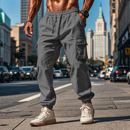 Herren Jogginghose Bequem Cargo-Style Mit Kordelzug