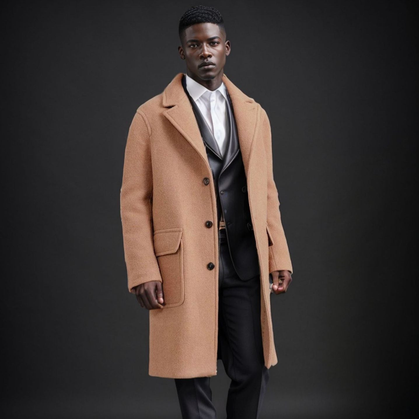 Herren Wollmantel Klassisch Elegant mit großen Taschen - BerlinGlamour