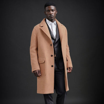 Herren Wollmantel Klassisch Elegant mit großen Taschen - BerlinGlamour