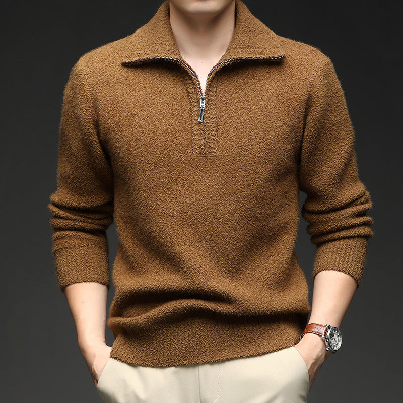 Herren Pullover Reißverschluss Kragen Warm