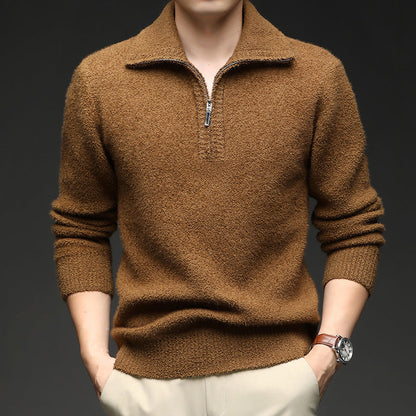 Herren Pullover Reißverschluss Kragen Warm