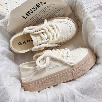 Damen Sneaker Bequem Canvas Sohle Dick Mode