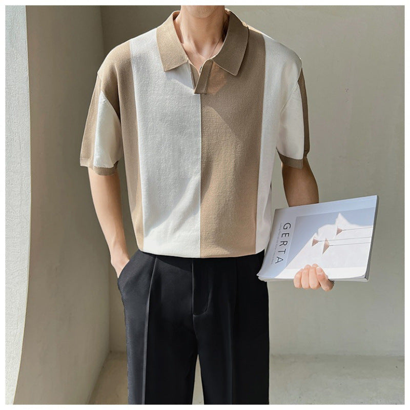 Herren Poloshirt Modern Farbblockdesign Locker