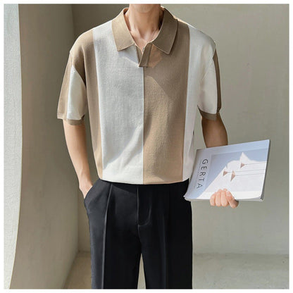 Herren Poloshirt Modern Farbblockdesign Locker