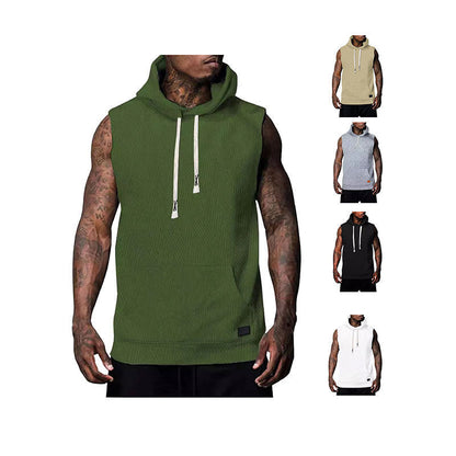 Herren Kapuzenshirt Ärmellos Modern Strukturiert