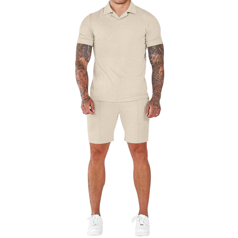 Männer Kurzarm Set Modern Lässig Stehkragen