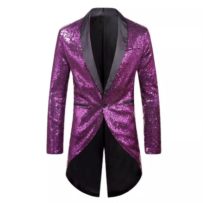 Herren Anzug Blazer Glitzernd Elegant Schalkragen