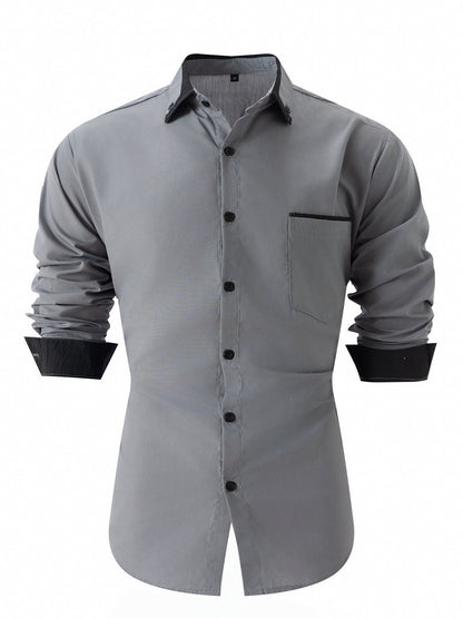 Herren Langarmhemd mit Kontrastdetails Modern Stylish