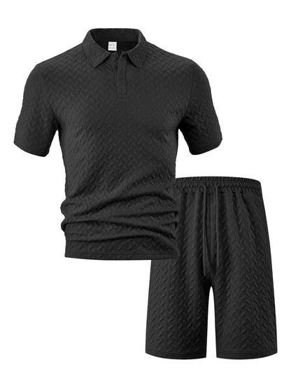 Herren Polo Shirt Set Kurze Hose Sportlich Sommer