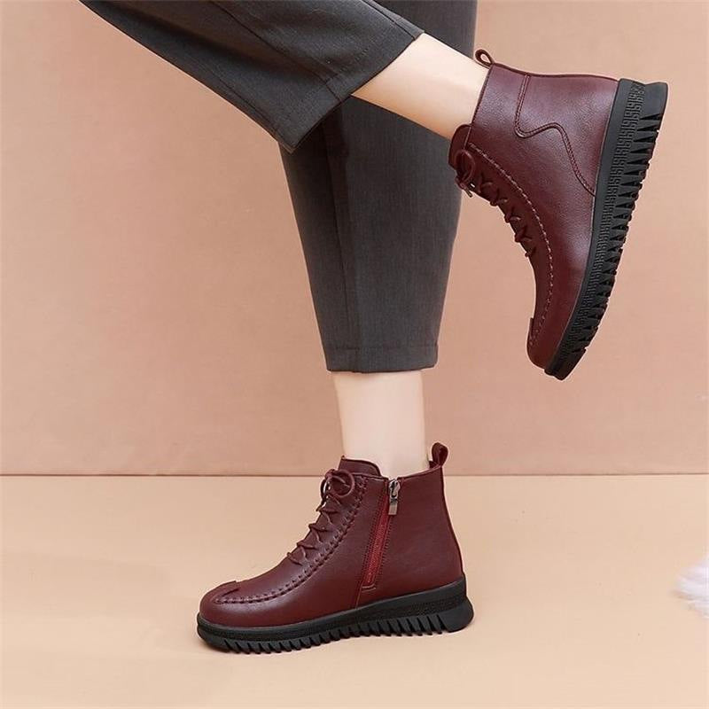 Damen Stiefeletten Hoch Komfort Reißverschluss Schwarz