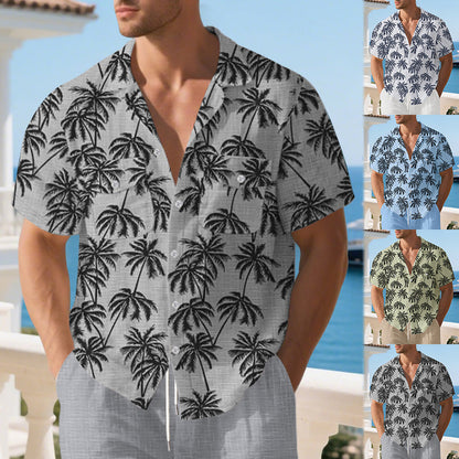Herren-Hemd Kurzarm Tropen-Muster Bequem Sommer - BerlinGlamour
