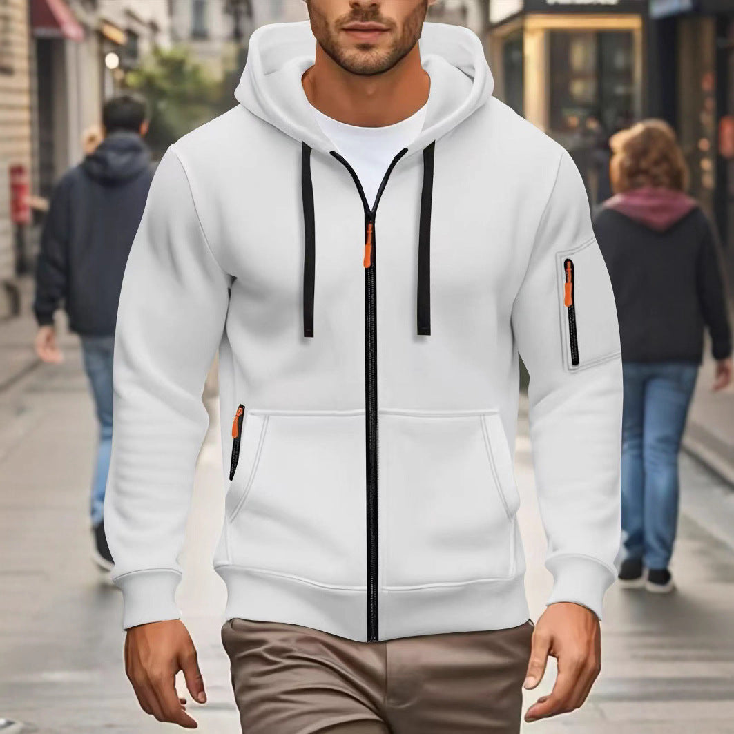 Herren Sportjacke Kapuzenjacke Reißverschlusstaschen Funktional
