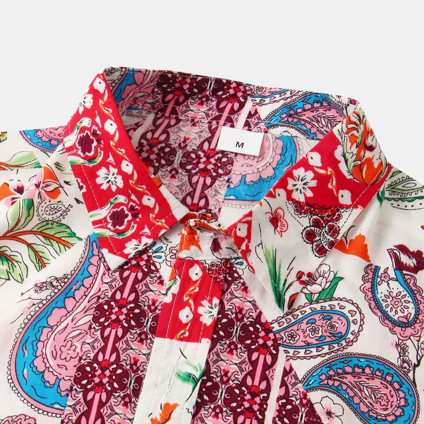 Herren Kurzarmhemd Atmungsaktiv Patchwork Muster Baumwolle