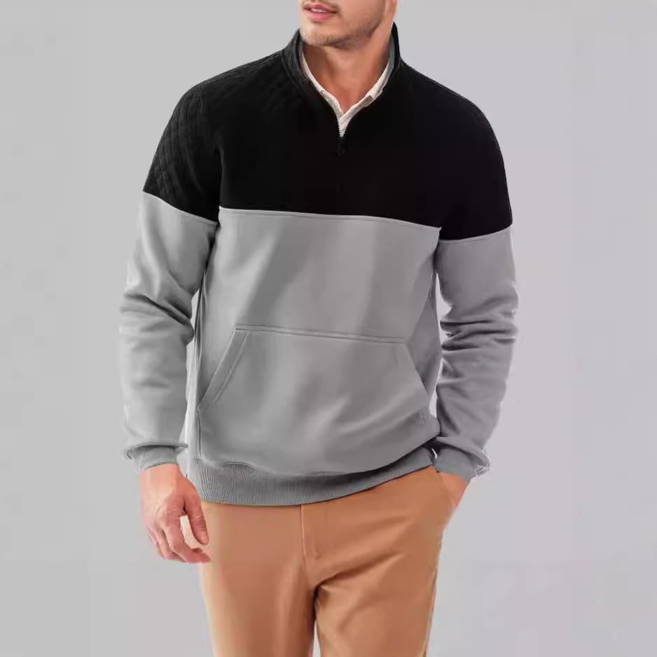 Herren Pullover Sportlich Stehkragen Taschen Modern