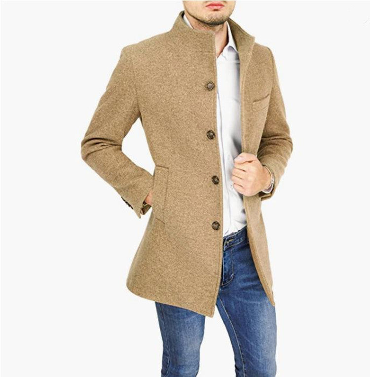 Herren Mantel Elegant Winter Melton Mantel Schwarz