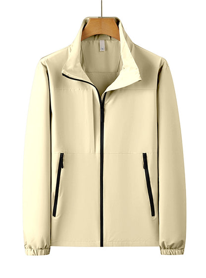 Herren Windjacke Leicht Reißverschluss Taschen Funktionell