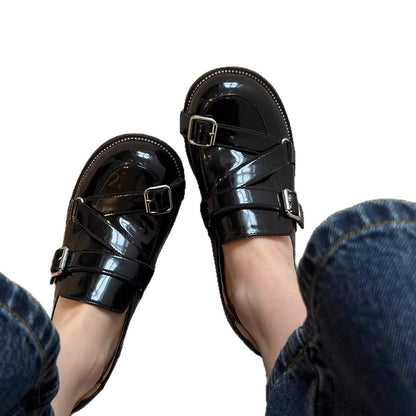 Damen Schnürschuhe Glänzend Modisch mit Riemen