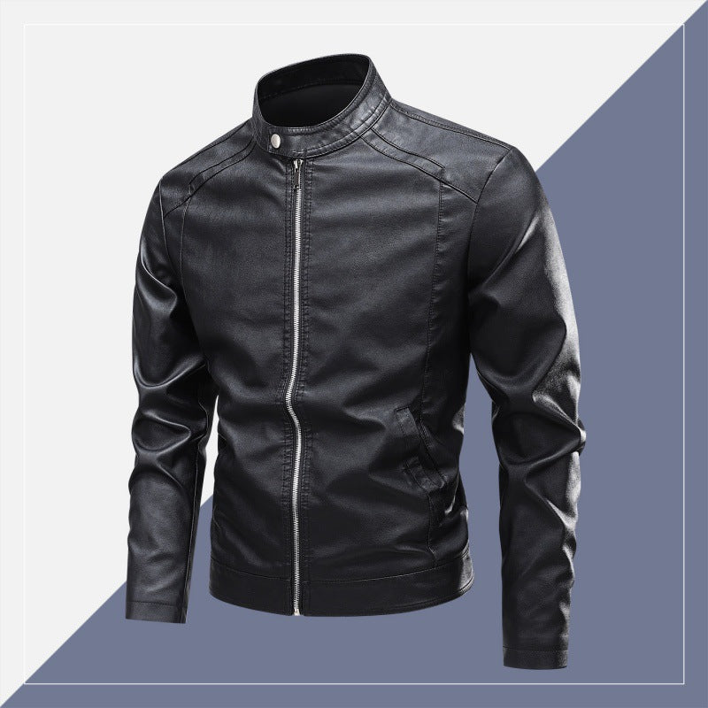 Herren Lederjacke Modern Schnitt Schwarz