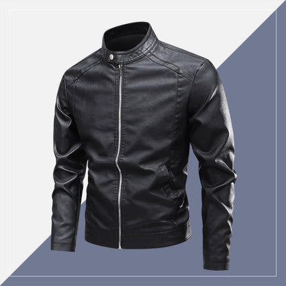 Herren Lederjacke Modern Schnitt Schwarz